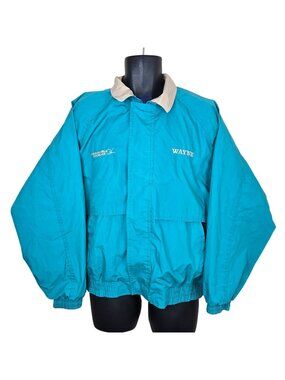 Vintage 80s McDonnell Douglas Teal Blue Windbreaker Jacket Mens Size M